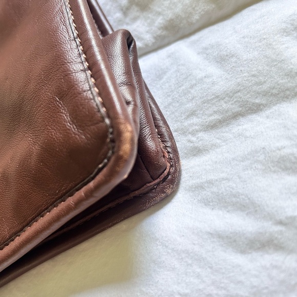 Vince Camuto Brown Leather Tote with Basketweave Design - Picture 9 of 11